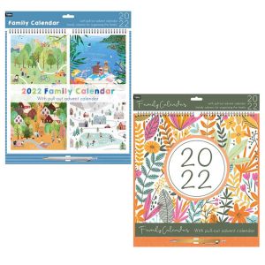 2022 Large Family Organiser Calendar 5 Column & Pull Out Advent Pen & Calendar
