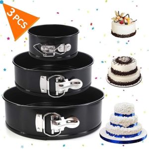 3 Tier Cake Tin Set Nonstick Leakproof  Wedding Pan Set Removable Bottom