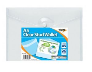 A5 stud wallet-clear only-50% Recycled Pack of 5