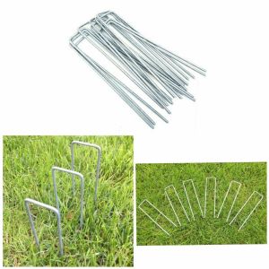 50Pcs U Shape Galvanise Steel Weed Mat Pins With High Quality Solid Grip For Garden Use