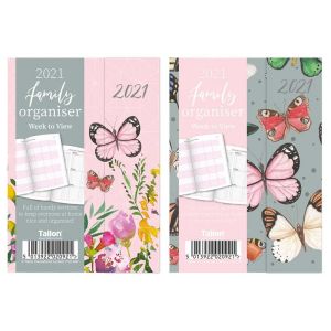 2021 A6 WTV  WEEEK TO VIEW Organiser & Pen: Floral & Butterflies
