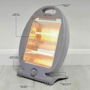 Quartz Electric Heater 800W Portable Halogen Free Standing 2 Heat Setting