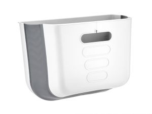 Hanging Kitchen Waste Bin Small Trash Rubbish Bin Foldable Plastic Dustbin White