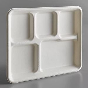 5 Compartment Bagasse Plates Biodegradable & Compostable ECO Friendly(25)
