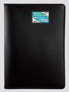A3 20 Pockets (40 to View) Premium Zipped Display Book Portfolio Black Card hold
