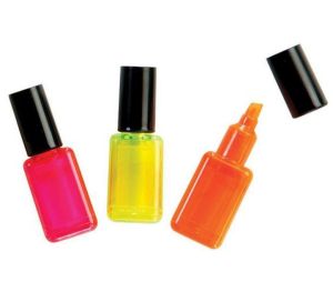 HIGHLIGHTER PENS Nail Varnish Shaped Flourescent Neon Markers Set 3 PACK