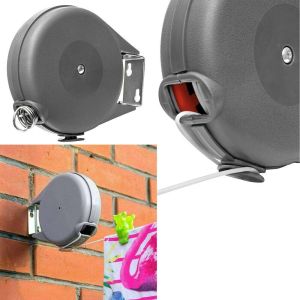 15M RETRACTABLE CLOTHES LINE OUTDOOR INDOOR WALL MOUNT WASHING AIRER DRYER