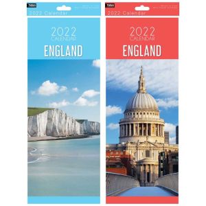 2022 Slim Month To View Spiral England Wall Calendar Red Or Blue