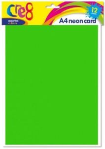 12 Sheets Of A4 Mixed Neon Colour Card Pink Yellow Green Orange 200gsm Art Craft