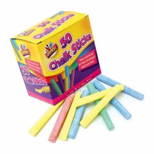 Artbox Chalks 50 Pack Assorted Colours Stationery Kids Child Chalk Pavement Crafts