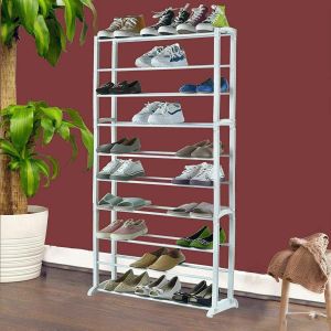10 Tiers Adjustable Shoe Storage Shoe Rack Organiser Shelf Hold Stand for 30 Pairs Shoe Sturdy Design Space Saving Easy Assemble
