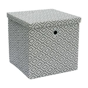 Foldable Square Collapsible Cubes Paper Storage Box With Round Hole Handle For Home, Office USe