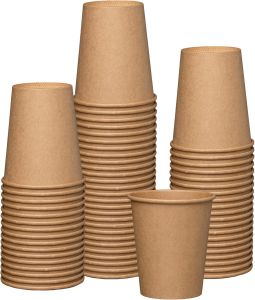 8oz Disposable Kraft Brown Paper Coffee Cup Hot & Cold Drinks Party Ecofriendly Vending Cups