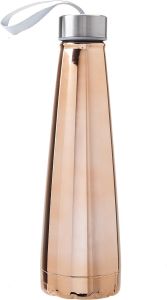Rose Gold Conical Thermal Flask 450ml Shiny Stainless Steel Travel Bottle Insulated Bottle with Twist Cap Lid