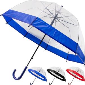 23" Large Clear See Through Dome Umbrella Mens/Ladies Transparent Walking Rain Brolly