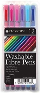 12  Washable Coloured Fibre Pens Felt Tips Markers Colouring Boxed Set