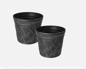 2PK Plastic Planting Pots with Saucer & Drainage Hole Indoor Outdoor Plant Pot Garden Decoration Antique Plant Pot