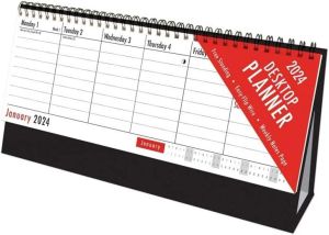 2024 Desktop Calendar Month to View Spiral Bound Desk Planner for Home Business Office School
