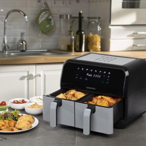8L Dual Zone Air Fryer Double Drawer 60 Minute Timer With 8 Cooking Functions