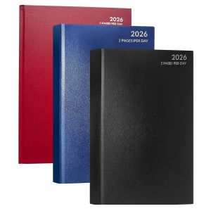 2026 A4 Diary 2 Day A Page Desk Diary Hard Backed DAP Office Dairy Full Year Planner