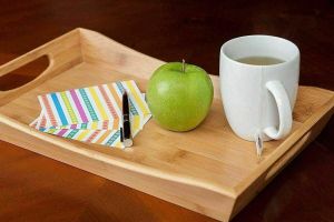 Bamboo Serving Tray with Handles Wooden Breakfast Tray Curve Serving Platter Multi-Use Bamboo Tray