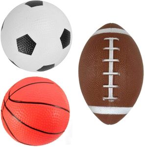 Soft Inflated MINI Sports Balls Pack of 3 Football Rugby Balls Football and Basketball Indoor Outdoor Soft Toys