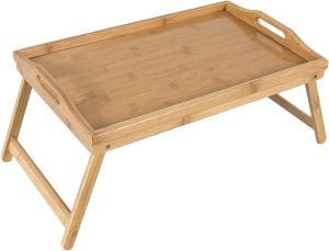 Bamboo breakfast Serving Tray With Folding Leg   