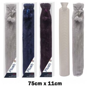 2L EXTRA LONG HOT WATER BOTTLE Faux Fur Removable Cover Thermotherapy 72cm