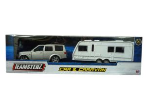 Teamsterz Car And Caravan Vehicle Toy For Kids in Blue and Silver