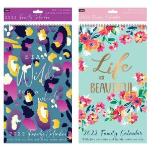 2022 Midi Family Calendar with five columns Stay Wild Or Life Beautiful Perfect for Home, Office & School