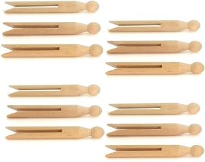 12 Traditional High Quality Natural Wooden Dolly Pegs Clothes Washing Line