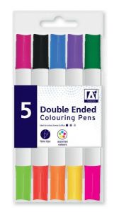 Assorted Colour Fiber Tip Pen Double Ended School Office Art craft Back