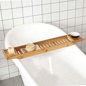 Bamboo Bath Tub Rack Storage Organizer Shelf Bridge Bathtub Tray Bath Caddy