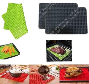 Pyramid Pan Fat Reducing Non Stick Silicone Cooking Mat Oven Baking Tray