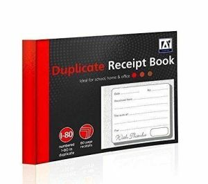 Duplicate Receipt Book Numbered Pages 1-80 With 2 Sheets Carbon Paper Reciept