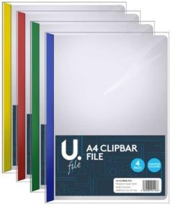 4 Pack A4 Clipbar File Slide Binder Document Presentation Project Folder