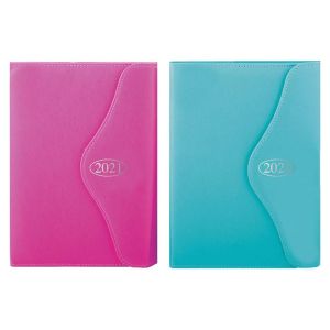 2021 A5 Day A Page Appointment Index Leather Bound Padded Diary Magnetic Closure
