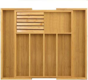 Bamboo Expandable Cutlery Holder Tray Drawer Organiser and Knife Block