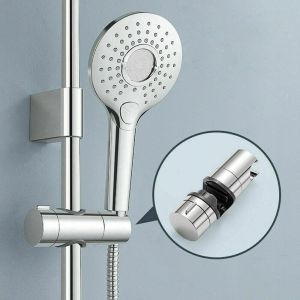 Chrome Shower Head Riser Rail Clamp Bracket 18-25MM Adjustable Hand Shower