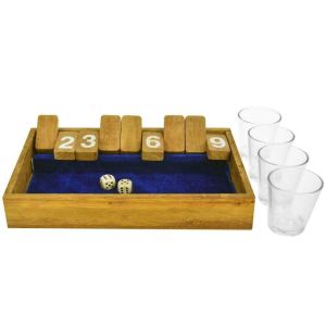 The Classic Pub Game Shut The Box Drinking Game With Four Shot Glass For Adults