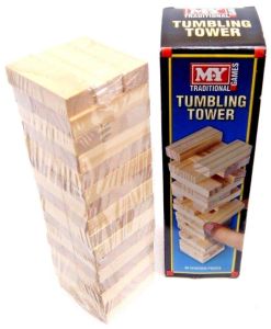 TRADITIONAL WOODEN STACKING TUMBLING TOWER GAME LIKE JENGA KID FAMILY BOARD MINI