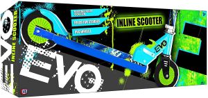 EVO Blue Folding Inline Scooter - Kids 2-Wheel Scooter Perfect For Boys & Girls