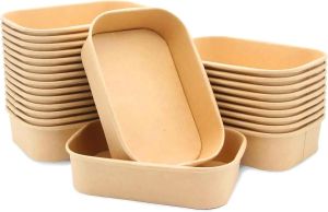 650ml Kraft Food Containers Rectangular Takeaway Food Box Heavy-Duty Leakproof Kraft Paper Salad Box