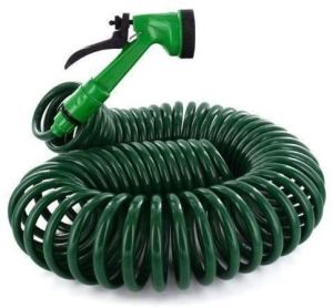 15M 50FT Retractable Coil Hose Garden Spray Gun 5 Function Pipe Reel Nozzle