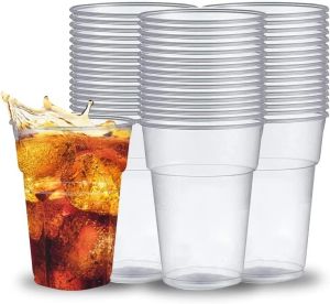 Heavy Duty Clear Pint Plastic Tumblers - 470 ml 50 Pack of Disposable Cups 