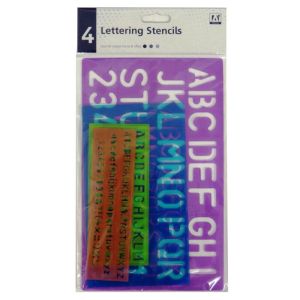 Pack 4 Lettering Stencil Set Upper Lower Case Alphabet Number Kids Craft Set