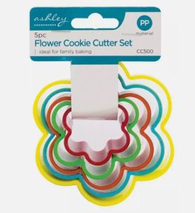 5PCS Cookie Cutters Set Plastic Small Cookie Molds Flower Shape Biscuit Cutter Set