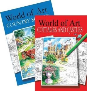 Relaxing Adult Colouring Books World of Art Country Scenes Cottages Castles