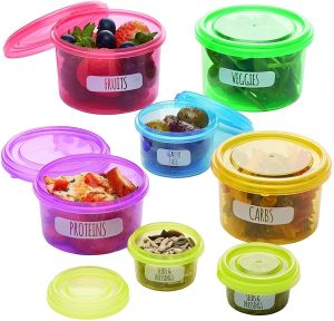 Portion Control Containers Stackable Marked Food Storage Pots for Weight Loss Diet Food Daily Meals |Kit 7-Piece Set Efficient Nutrition Healthy Food New | Dishwasher, Freezer Safe