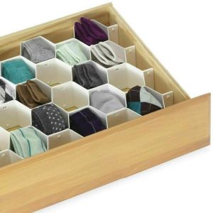 8pcs DIY Honeycomb Drawer Divider Sock Organiser Closet Plastic Partition Cabinet Clapboard Storage Boxes for Underwear Socks Bras Ties Belts Scarves and Makeup
